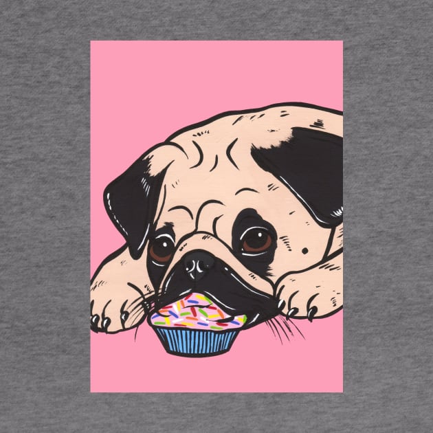Pink Pug Cupcake by turddemon